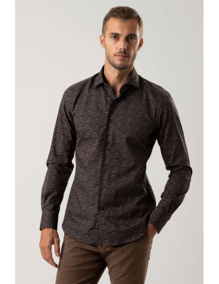 Camisa Xacus Slim Estampada 100% algodón cuello Francés